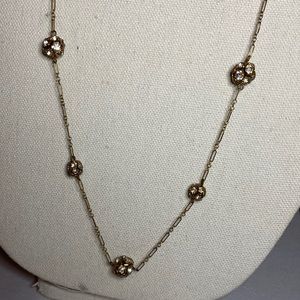 Vintage Dauplaise Rhinestone orb Goldtone necklace